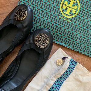 Tory Burch ballet flats black and gold